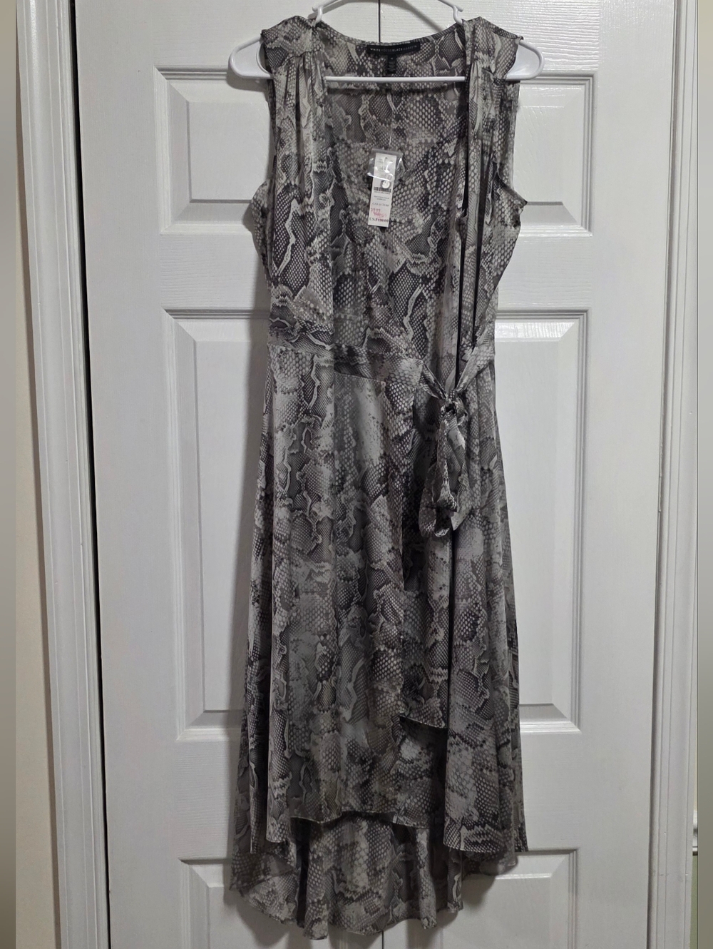 White House Black Market Gray Snake Print High-Low Dress